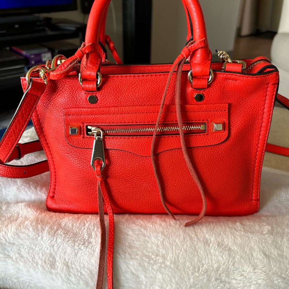 Rebecca Minkoff Vibrant Red Satchel with Gold Accents